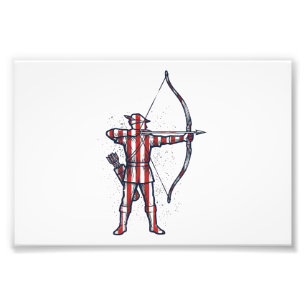 Vintage Archer Amerikanische Flagge Bogenschieß-Ja Fotodruck
