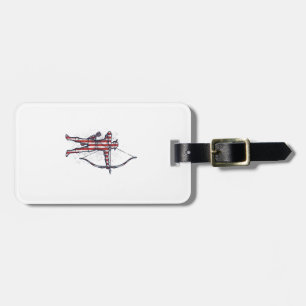 Vintage Archer Amerikanische Flagge Bogenschieß-Ja Gepäckanhänger