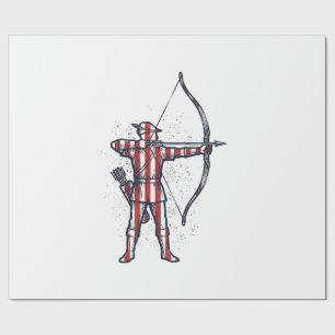 Vintage Archer Amerikanische Flagge Bogenschieß-Ja Geschenkpapier