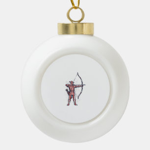 Vintage Archer Amerikanische Flagge Bogenschieß-Ja Keramik Kugel-Ornament