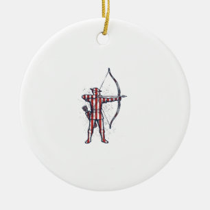 Vintage Archer Amerikanische Flagge Bogenschieß-Ja Keramik Ornament