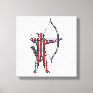 Vintage Archer Amerikanische Flagge Bogenschieß-Ja Leinwanddruck