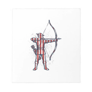 Vintage Archer Amerikanische Flagge Bogenschieß-Ja Notizblock