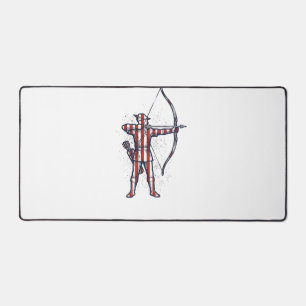 Vintage Archer Amerikanische Flagge Bogenschieß-Ja Schreibtischunterlage