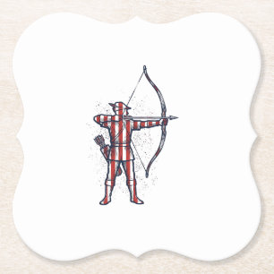 Vintage Archer Amerikanische Flagge Bogenschieß-Ja Untersetzer