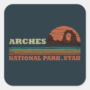 Vintage Arches National Park Moab Utah Quadratischer Aufkleber