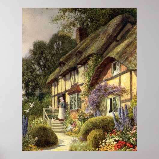 Vintage Architecture, Country Cottage House Poster (Vorne)