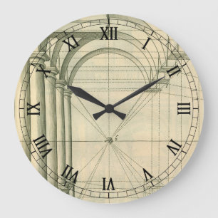 Vintage Architektur, Arches Columns Perspektive Große Wanduhr