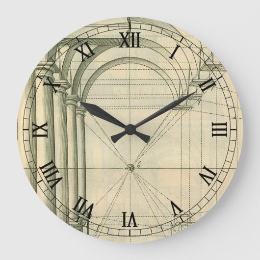 Vintage Architektur, Arches Columns Perspektive Große Wanduhr (Vorderseite)