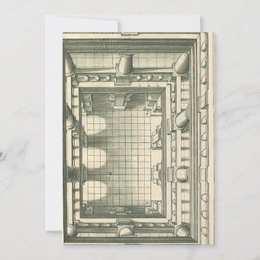 Vintage Architektur, Atrium Courtyard Perspektive Einladung (Vorderseite)