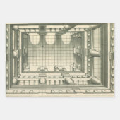 Vintage Architektur, Atrium Courtyard Perspektive Geschenkpapier Set (Vorderseite)