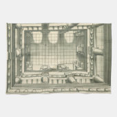 Vintage Architektur, Atrium Courtyard Perspektive Geschirrtuch (Horizontal)