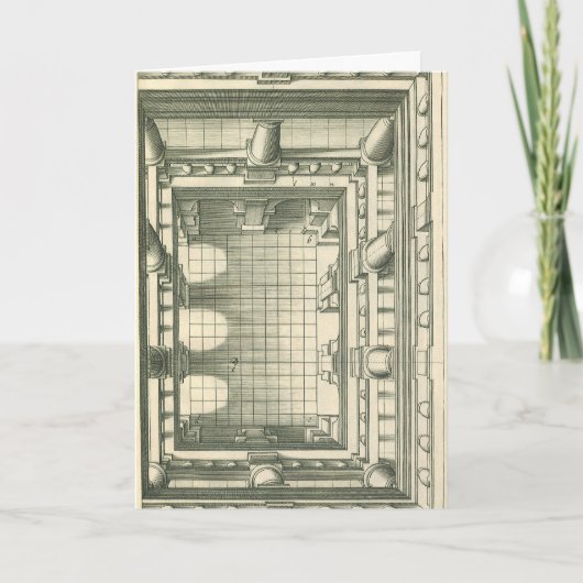 Vintage Architektur, Atrium Courtyard Perspektive Karte (Vorderseite)