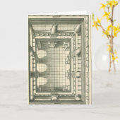 Vintage Architektur, Atrium Courtyard Perspektive Karte (Gelbe Blume)