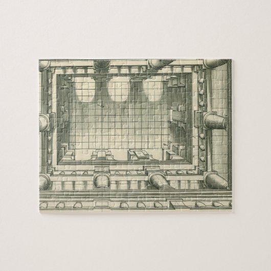 Vintage Architektur, Atrium Courtyard Perspektive Puzzle (Horizontal)