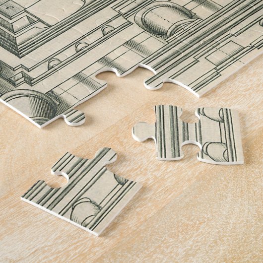 Vintage Architektur, Atrium Courtyard Perspektive Puzzle (Seite)