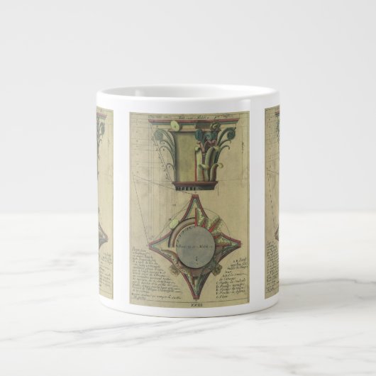 Vintage Architektur, dekorative Hauptstadt Krone Jumbo-Tasse (Vorderseite)