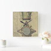 Vintage Architektur, dekorative Hauptstadt Krone Quadratische Wanduhr (Zuhause)