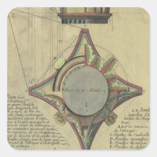 Vintage Architektur, dekorative Hauptstadt Krone Quadratischer Aufkleber