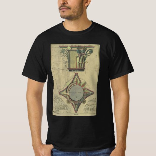 Vintage Architektur, dekorative Hauptstadt Krone T-Shirt (Vorderseite)