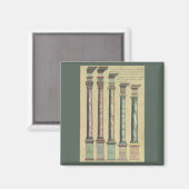 Vintage Architektur, die 5 Architekturaufträge Magnet (Vorderseite/Rückseite)
