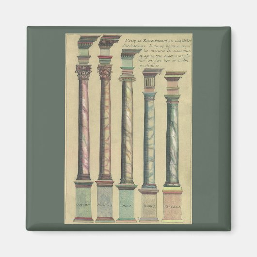 Vintage Architektur, die 5 Architekturaufträge Magnet (Vorne)