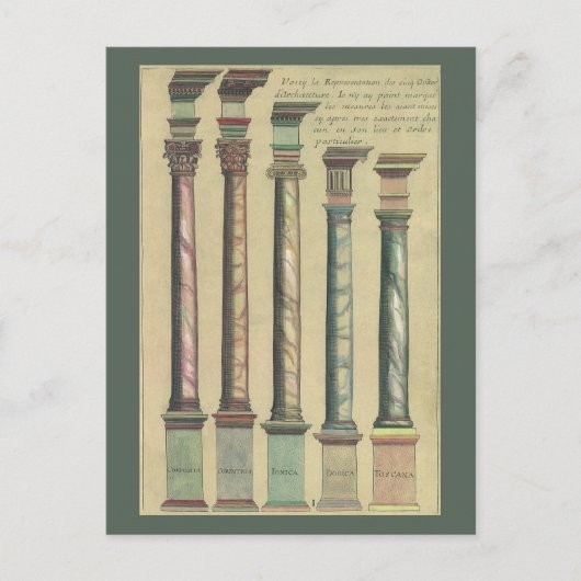 Vintage Architektur, die 5 Architekturaufträge Postkarte (Vorderseite)