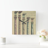 Vintage Architektur, die 5 Architekturaufträge Quadratische Wanduhr (Zuhause)