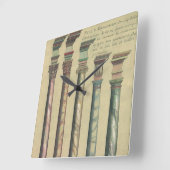 Vintage Architektur, die 5 Architekturaufträge Quadratische Wanduhr (Winkel)