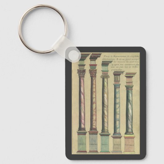 Vintage Architektur, die 5 Architekturaufträge Schlüsselanhänger (Vorderseite)