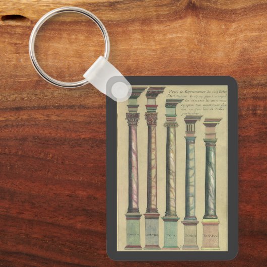 Vintage Architektur, die 5 Architekturaufträge Schlüsselanhänger (Vorderseite)