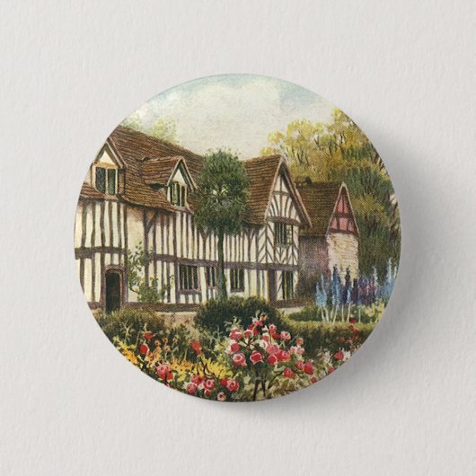 Vintage Architektur Formal Garden Englische Hütte Button (Vorderseite)