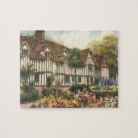 Vintage Architektur Formal Garden Englische Hütte Puzzle (Horizontal)