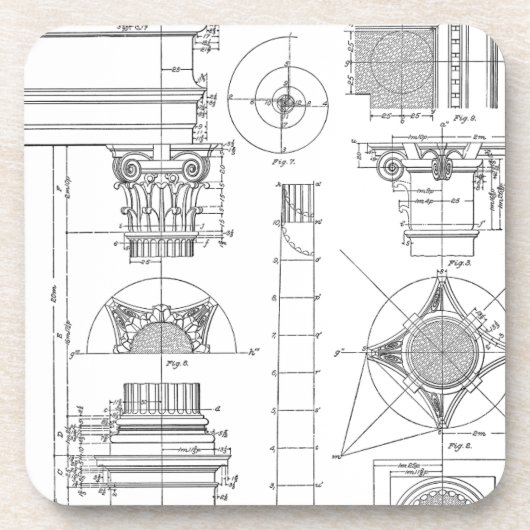 Vintage Architektur Getränkeuntersetzer (Vorderseite)
