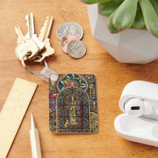 Vintage Architektur, Glasfenster in der Kirche Schlüsselanhänger (Schreibtisch)