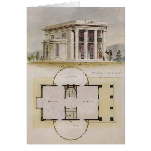 Vintage Architektur, Grundriss und griechische Vil (Vorne)