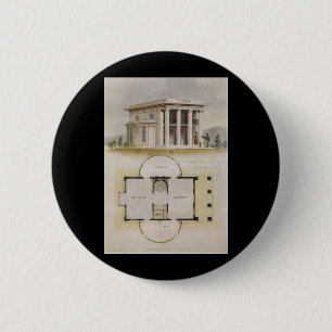 Vintage Architektur, Grundriss und griechische Vil Button