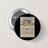 Vintage Architektur, Grundriss und griechische Vil Button (Vorne & Hinten)
