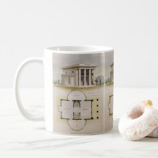 Vintage Architektur, Grundriss und griechische Vil Kaffeetasse (Mit Donut)