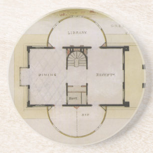 Vintage Architektur, Grundriss und griechische Vil Sandstein Untersetzer