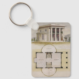 Vintage Architektur, Grundriss und griechische Vil Schlüsselanhänger