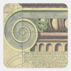 Vintage Architektur; Hauptstadt Volute von Vignola Quadratischer Aufkleber