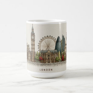 Vintage-Architektur-Illustration der Londoner Skyl Kaffeetasse