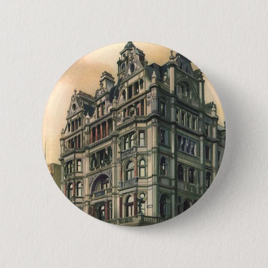 Vintage Architektur Queens Hotel Leicester Square Button (Vorderseite)