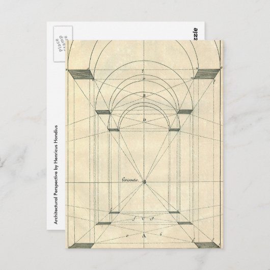 Vintage Architektur, Renaissance Arch-Perspektive Postkarte (Vorne/Hinten)