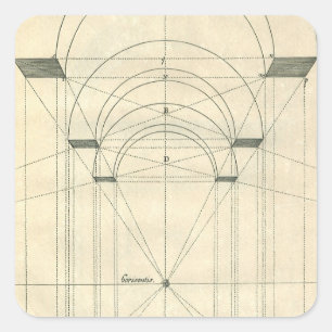 Vintage Architektur, Renaissance Arch-Perspektive Quadratischer Aufkleber