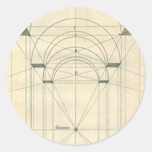 Vintage Architektur, Renaissance Arch-Perspektive Runder Aufkleber