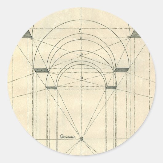 Vintage Architektur, Renaissance Arch-Perspektive Runder Aufkleber (Vorderseite)
