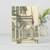 Vintage Architektur, römischer Innenhof mit Säulen Einladung (Stehend Vorderseite)