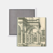 Vintage Architektur, römischer Innenhof mit Säulen Magnet (Vorderseite/Rückseite)